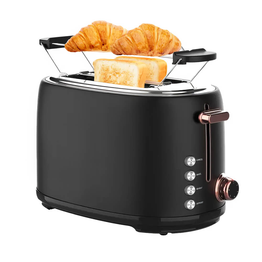 Toaster 2 Slice 1.5" Extra Wide Slots Stainless Steel Toaster with Warming Rack