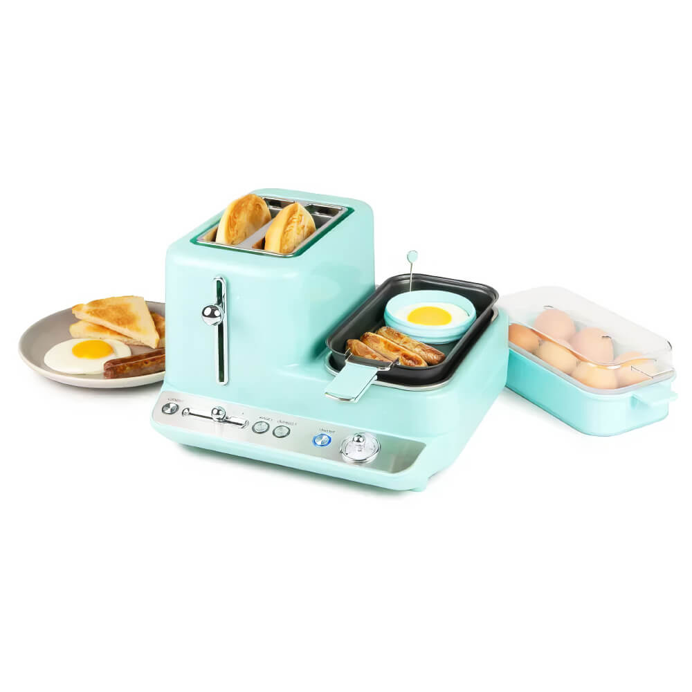 Retro 3 in 1 Breakfast Station 2 Wide Slot Toaster With Adjustable Toasting Control