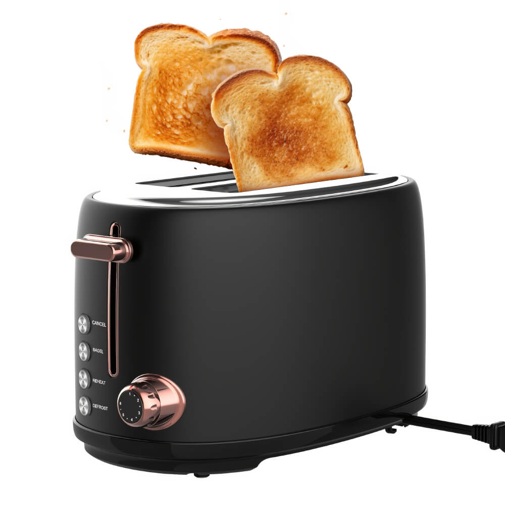 Toaster 2 Slice 1.5" Extra Wide Slots Stainless Steel Toaster with Warming Rack