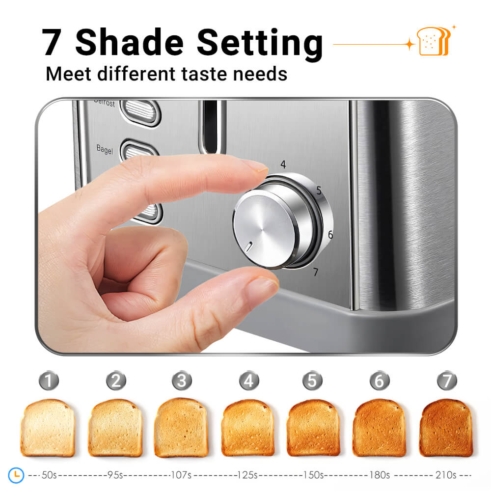 2 Slice Toaster Retro Bagel Toaster with 7 Bread Shade Settings 2 Extra Wide Slots