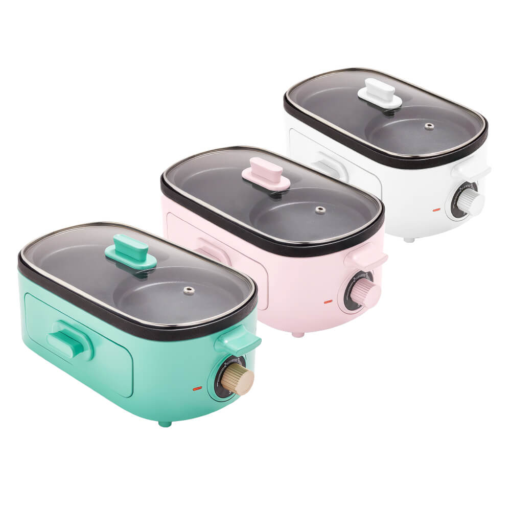 3 in 1 Breakfast Maker Station Healthy Ceramic Nonstick Dual Griddles 2 Slice Toaster