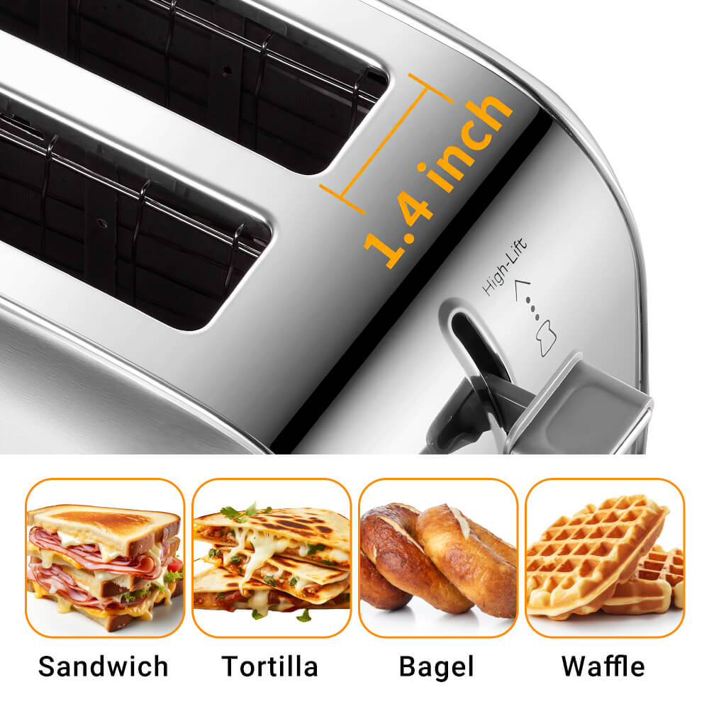 2 Slice Toaster Retro Bagel Toaster with 7 Bread Shade Settings 2 Extra Wide Slots